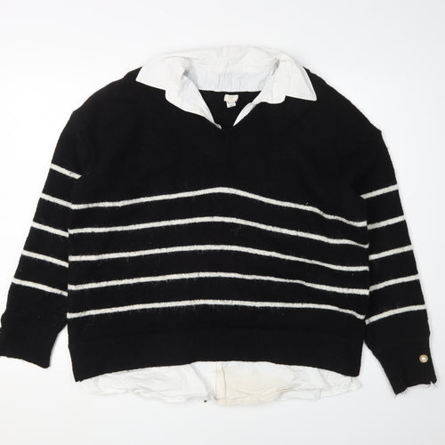 In Other Words Women's Black Striped Knit Jumper S
