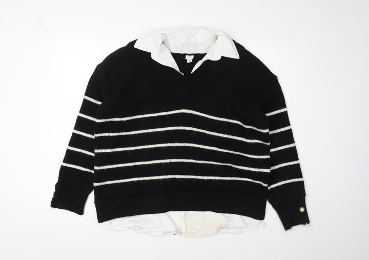 In Other Words Women's Black Striped Knit Jumper S
