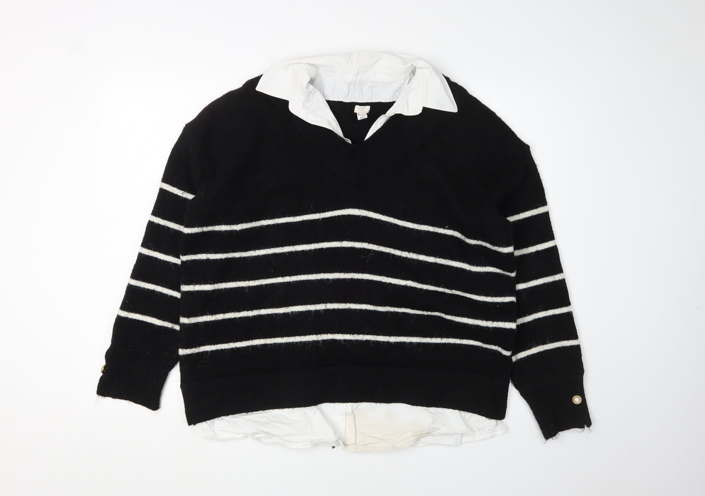 In Other Words Women's Black Striped Knit Jumper S
