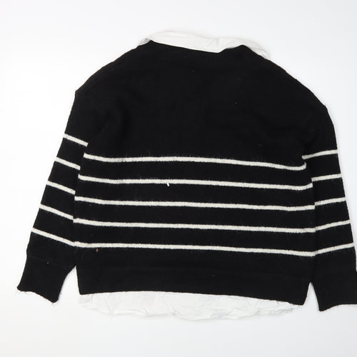 In Other Words Women's Black Striped Knit Jumper S