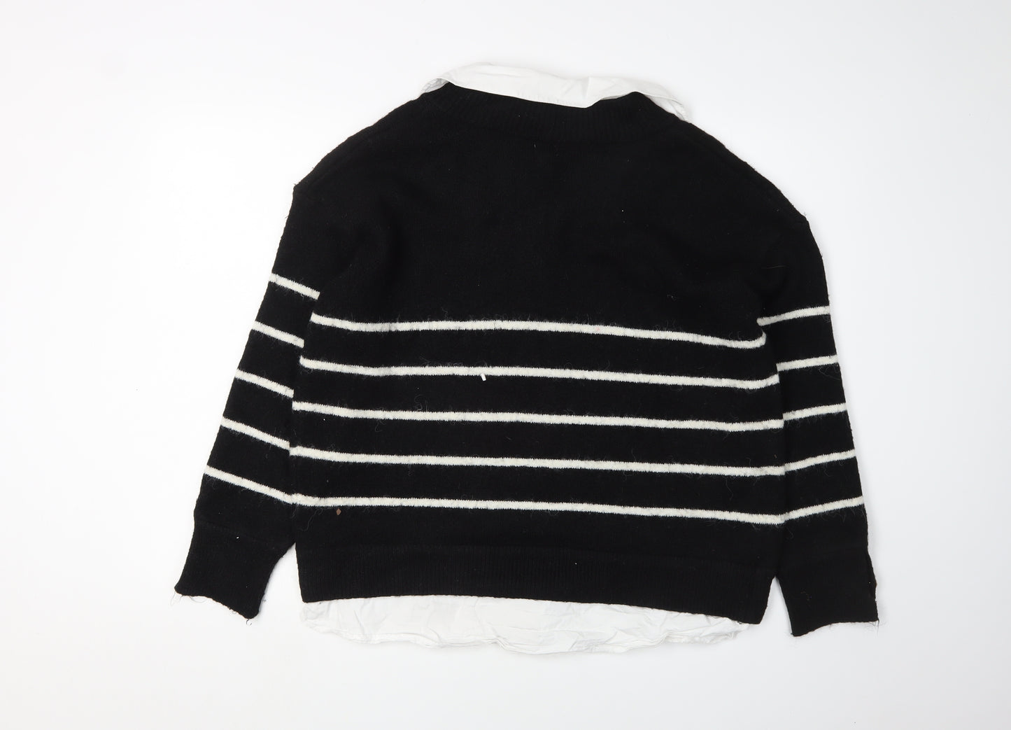 In Other Words Women's Black Striped Knit Jumper S
