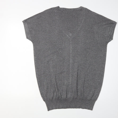 Wallis Women's Grey Beaded V-Neck Pullover Jumper M