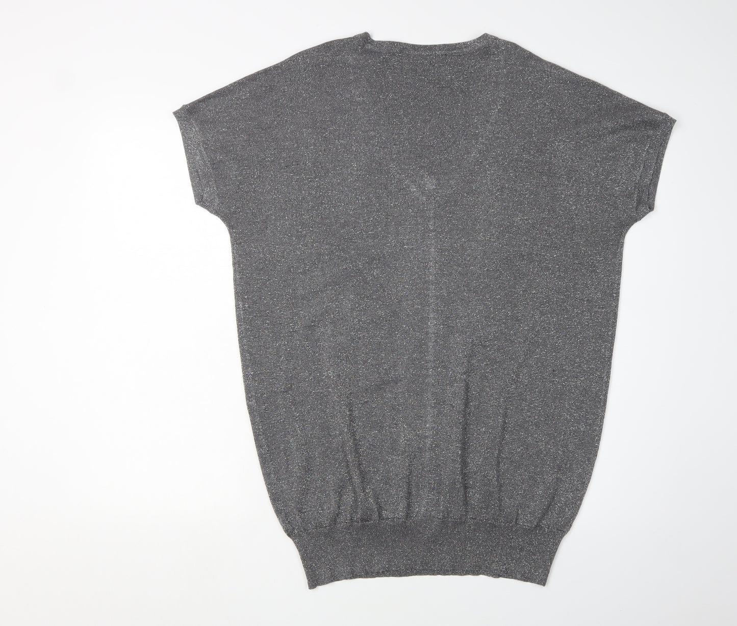 Wallis Women's Grey Beaded V-Neck Pullover Jumper M