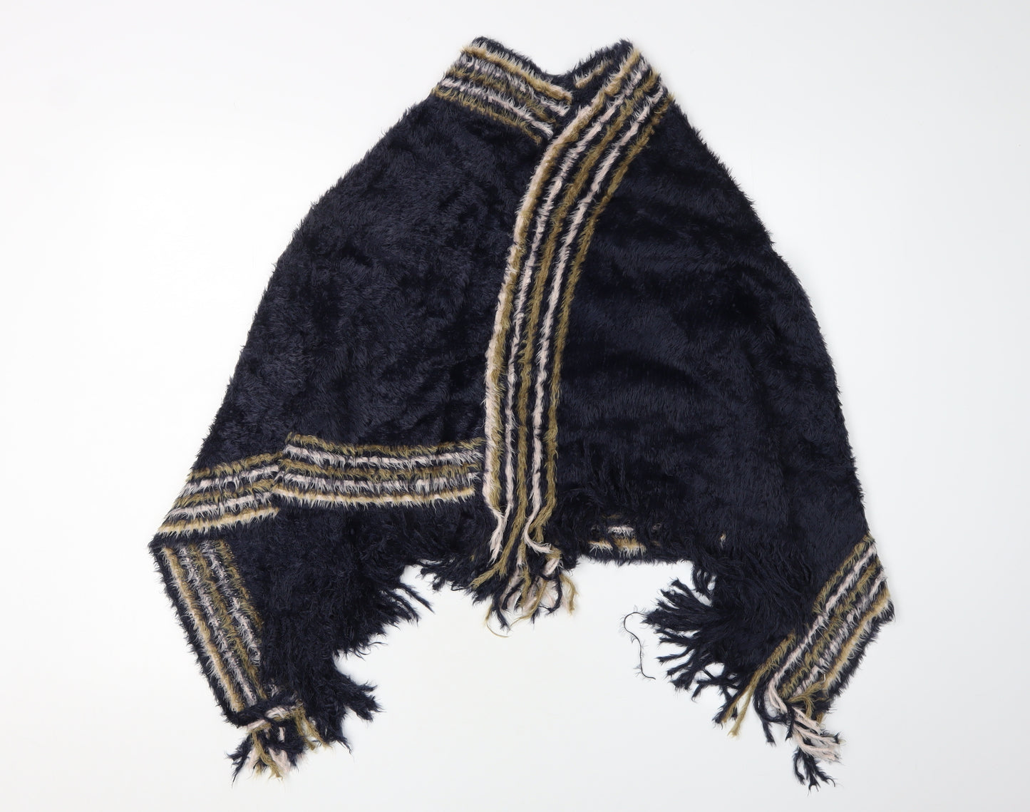 Izabel London Women's Navy Open-Knit Cape Jumper