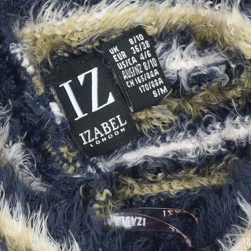 Izabel London Women's Navy Open-Knit Cape Jumper