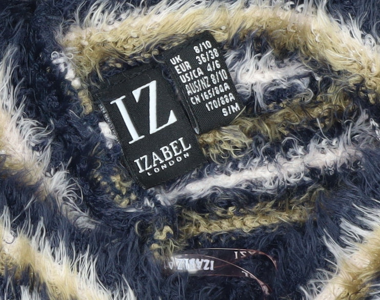 Izabel London Women's Navy Open-Knit Cape Jumper