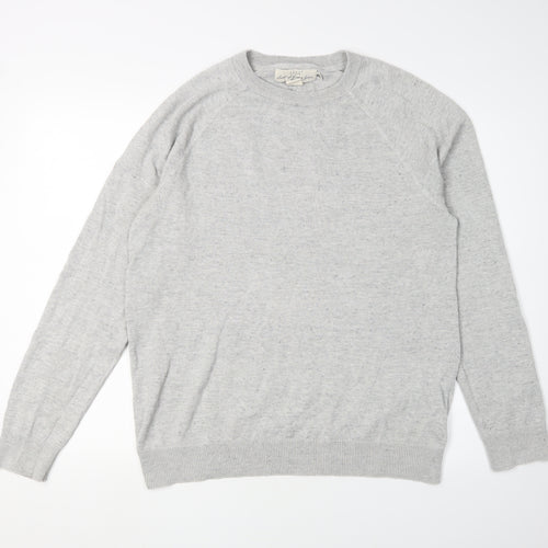 H&M Men's Grey Pullover M Cotton Jumper Crew Neck