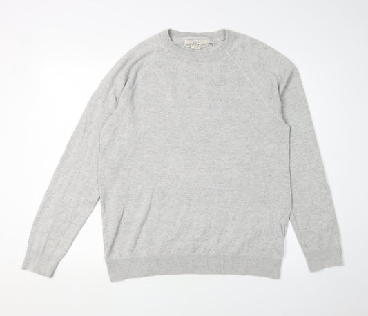 H&M Men's Grey Pullover M Cotton Jumper Crew Neck