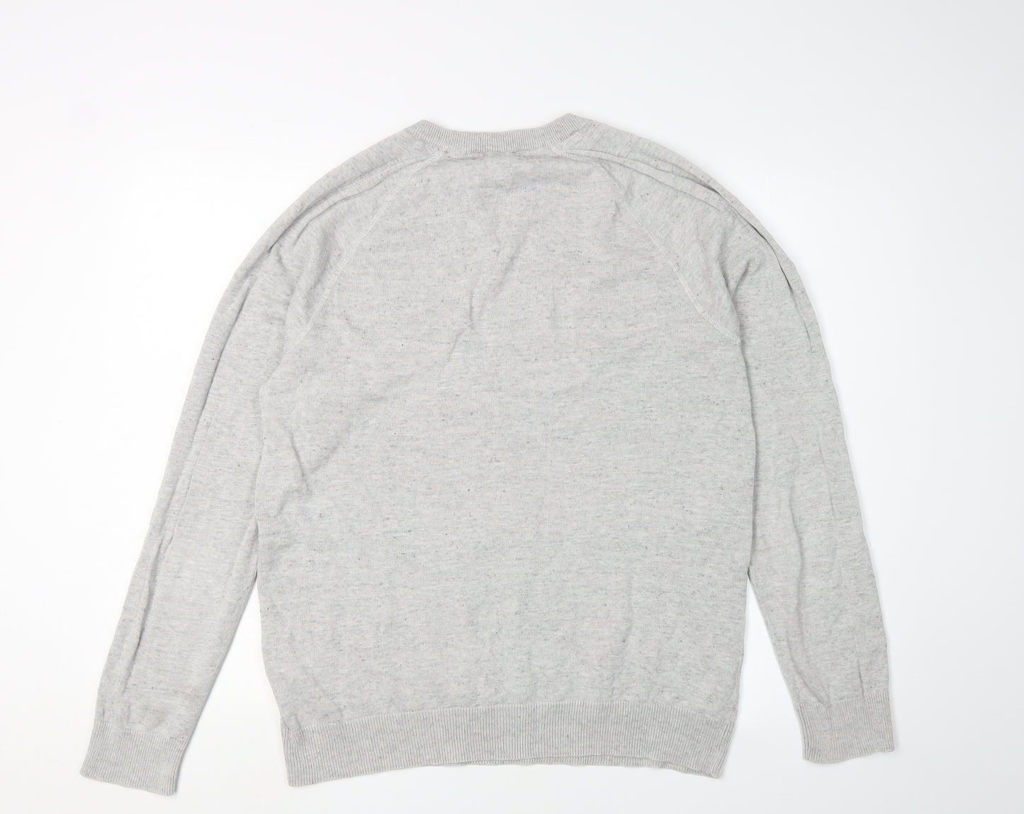 H&M Men's Grey Pullover M Cotton Jumper Crew Neck