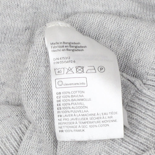 H&M Men's Grey Pullover M Cotton Jumper Crew Neck