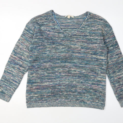 Esprit Women's Multicoloured V-Neck Pullover Jumper