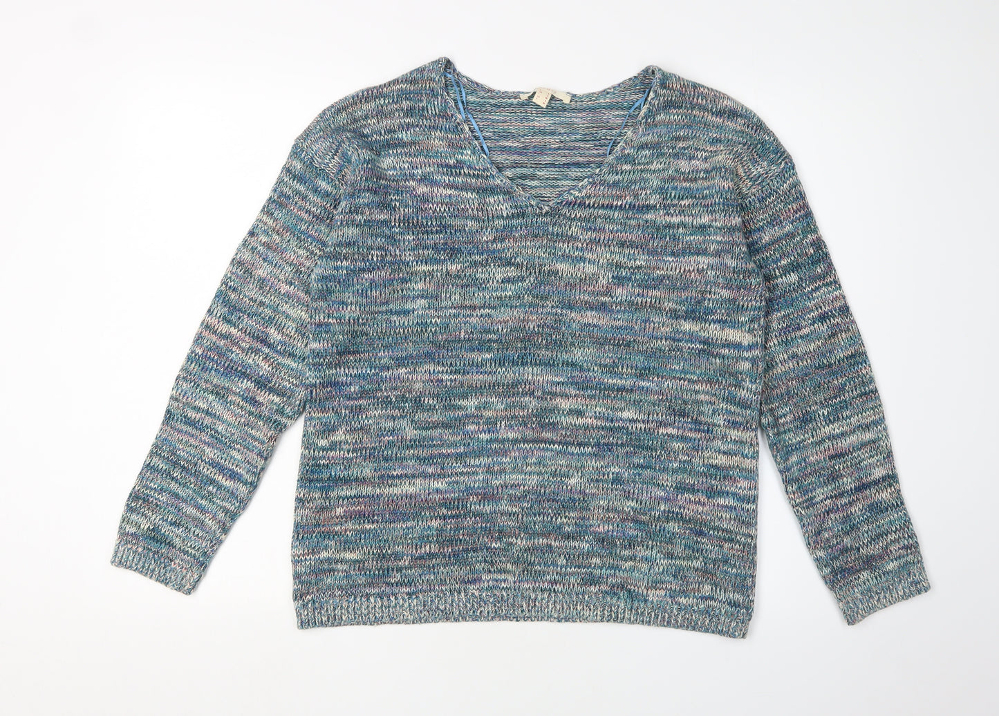 Esprit Women's Multicoloured V-Neck Pullover Jumper