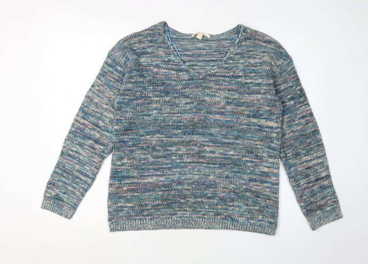 Esprit Women's Multicoloured V-Neck Pullover Jumper