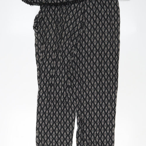 Next Women's Black Geometric Jersey Jumpsuit Size 10