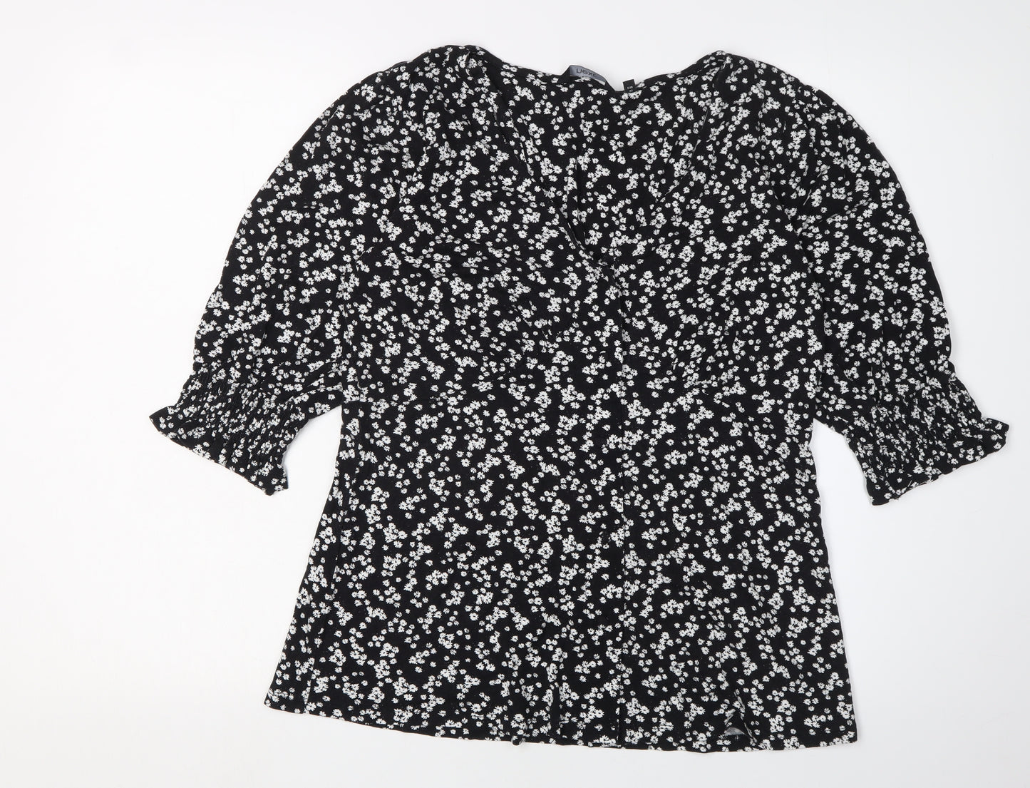Next Women's Black Floral Blouse Size 14 Tunic Style