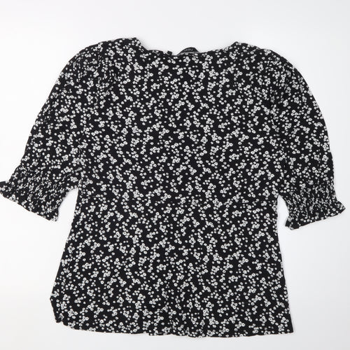 Next Women's Black Floral Blouse Size 14 Tunic Style