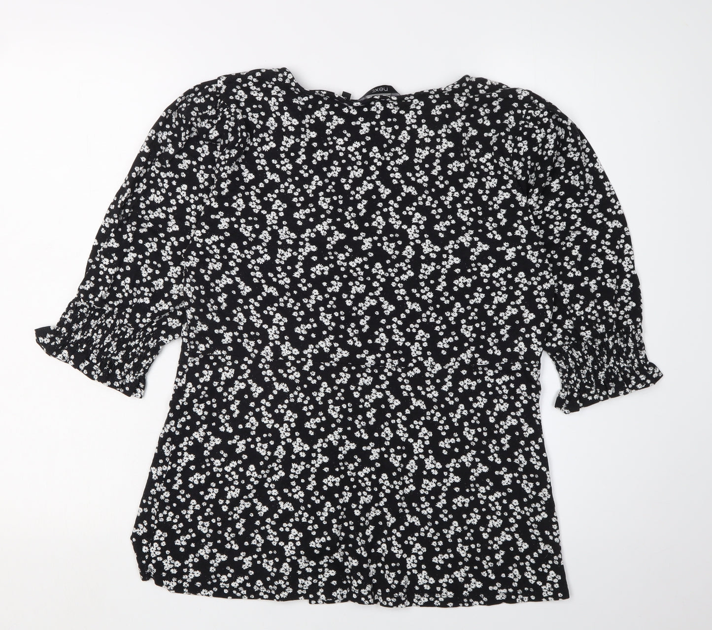 Next Women's Black Floral Blouse Size 14 Tunic Style