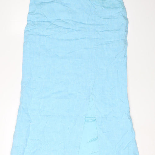 Kaliko Women's Blue Linen Midi Pencil Skirt Size 10