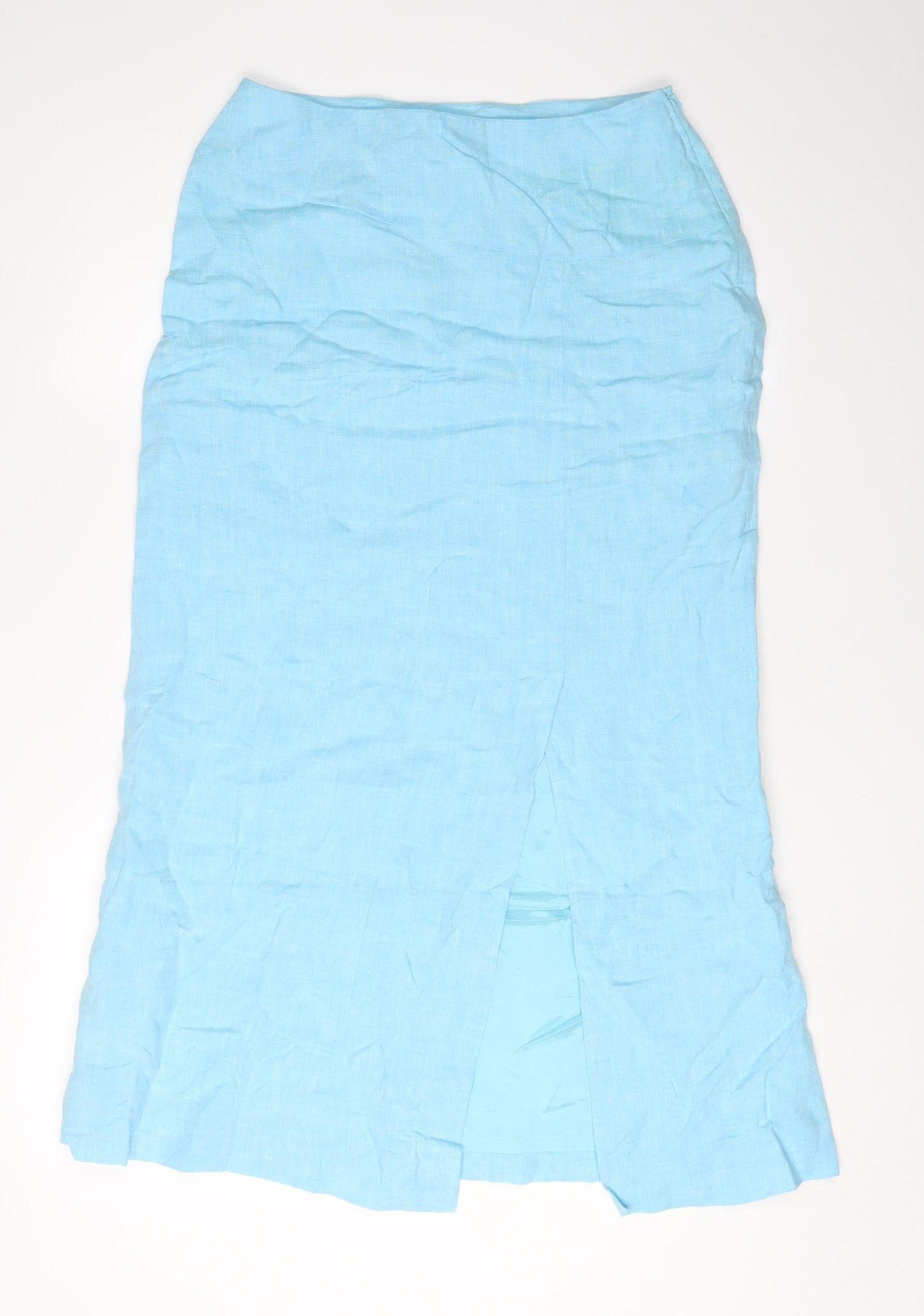 Kaliko Women's Blue Linen Midi Pencil Skirt Size 10