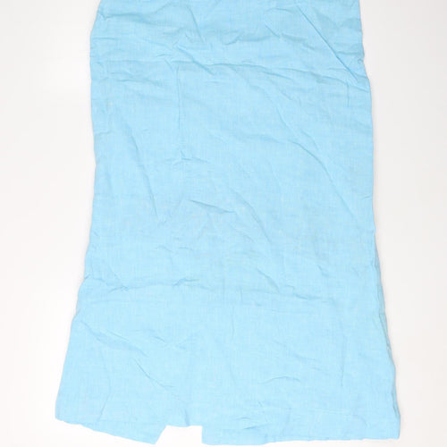 Kaliko Women's Blue Linen Midi Pencil Skirt Size 10