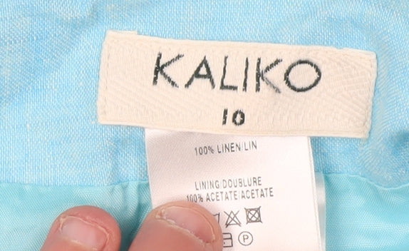 Kaliko Women's Blue Linen Midi Pencil Skirt Size 10