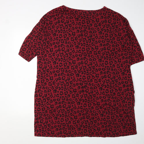 Hush Women's Red Leopard Print T-Shirt Dress S