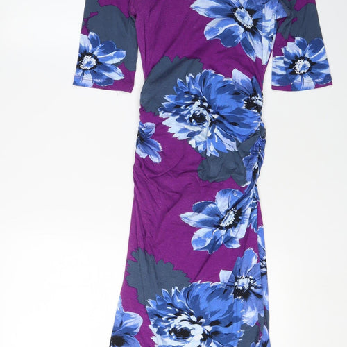 Phase Eight Women's Purple Floral Bodycon Dress Size 8