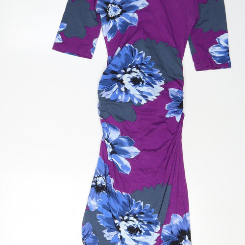 Phase Eight Women's Purple Floral Bodycon Dress Size 8