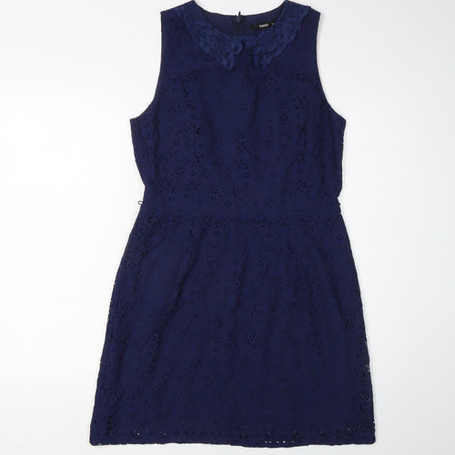 Oasis Women's Blue Lace Knee Length Sleeveless Dress