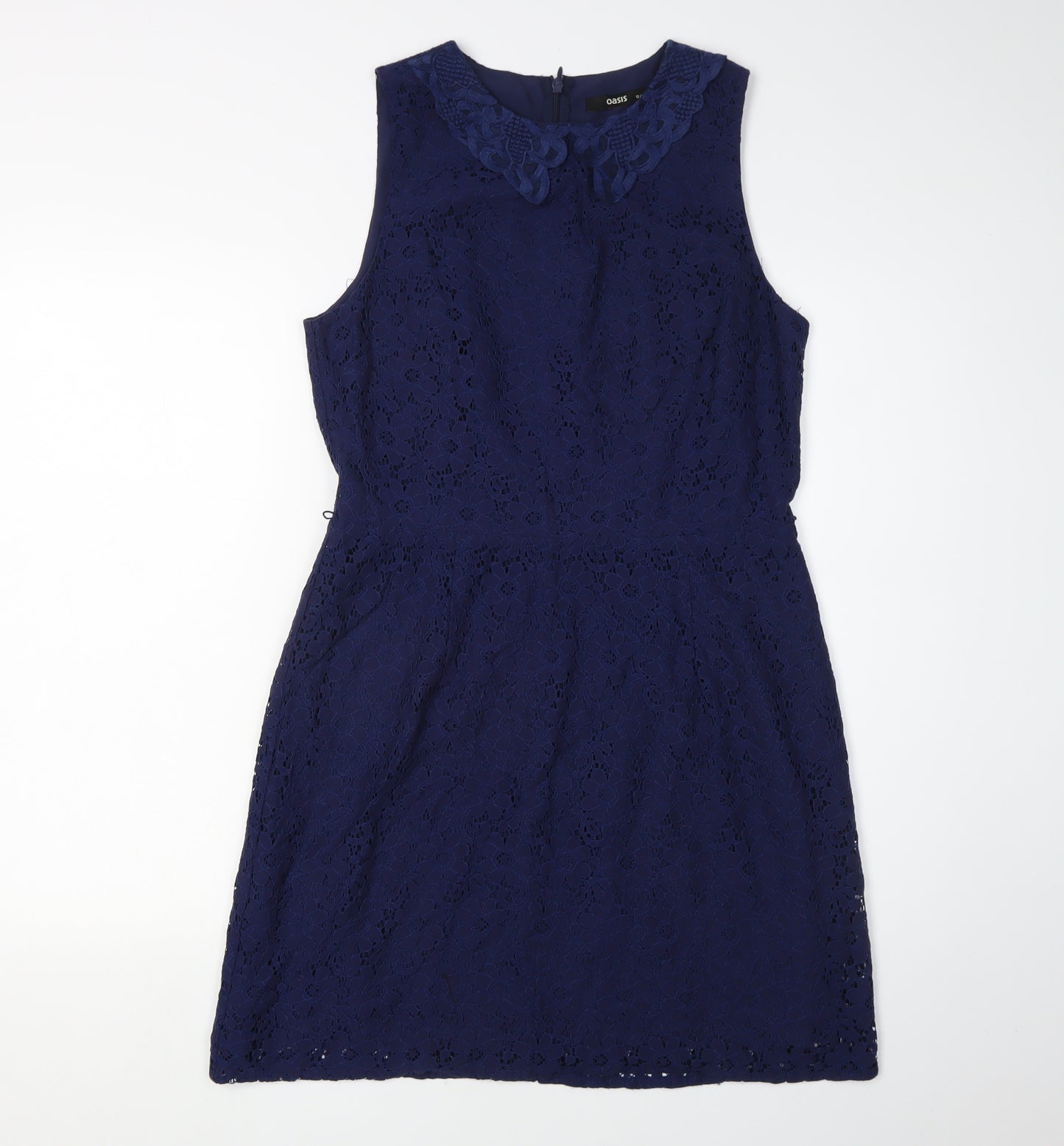 Oasis Women's Blue Lace Knee Length Sleeveless Dress