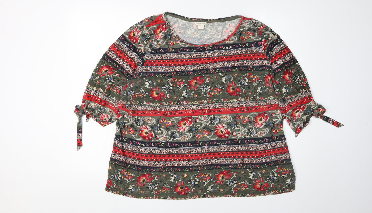 Monsoon Women's Multicoloured Floral T-Shirt Size 20