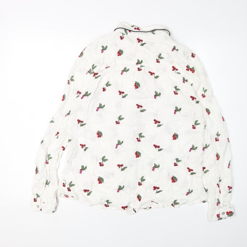 Oasis Women's White Floral Button-Up Long Sleeve Shirt