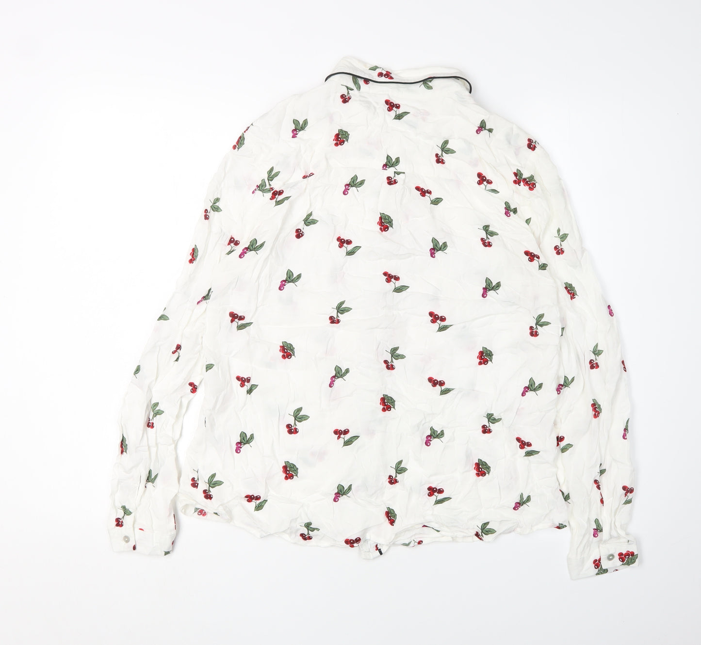 Oasis Women's White Floral Button-Up Long Sleeve Shirt