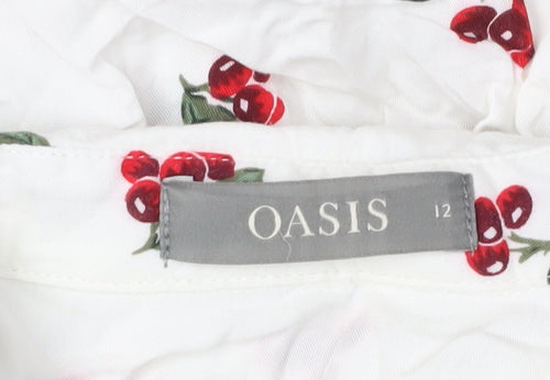 Oasis Women's White Floral Button-Up Long Sleeve Shirt