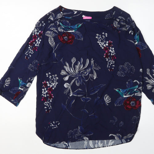 Joules Women's Blue Floral Tunic Blouse Size 4
