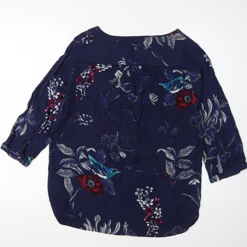 Joules Women's Blue Floral Tunic Blouse Size 4