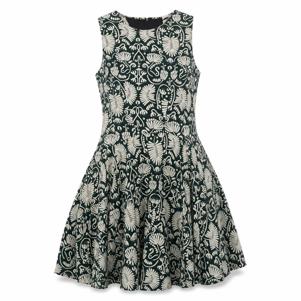 H&M Women's Multicoloured Floral Fit & Flare Dress