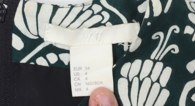 H&M Women's Multicoloured Floral Fit & Flare Dress