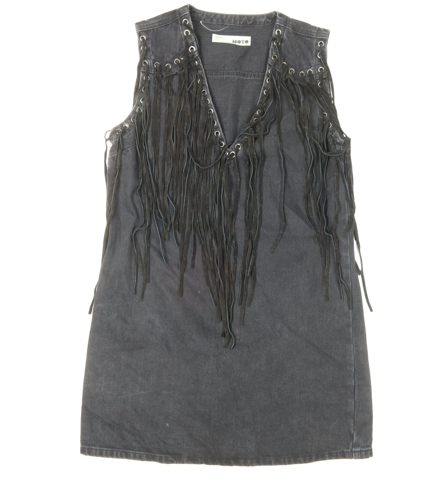 Topshop Women’s Black Fringe Casual Dress Size 10