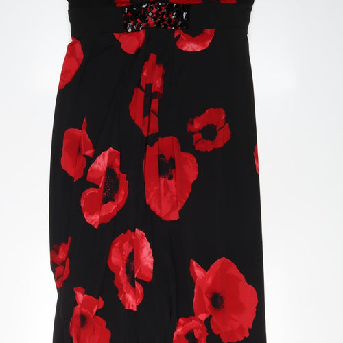 Debenhams Women Black Red Maxi Dress Size 18 Petite