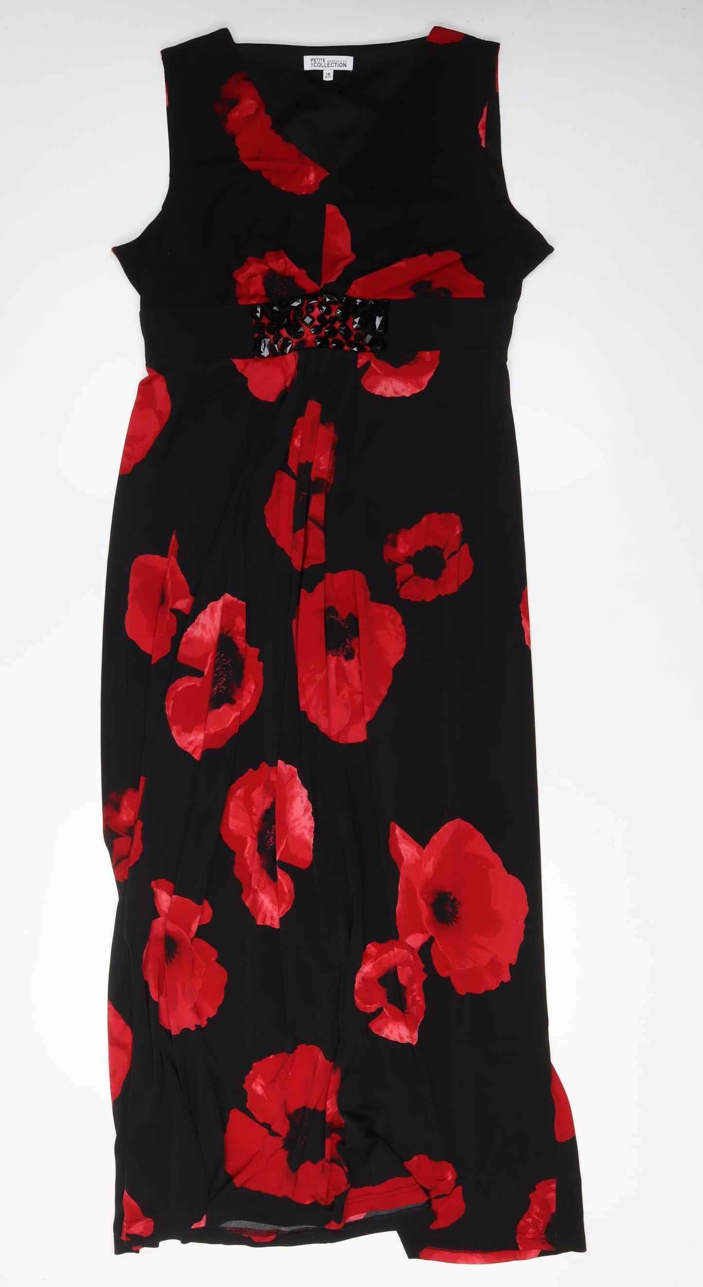 Debenhams Women Black Red Maxi Dress Size 18 Petite
