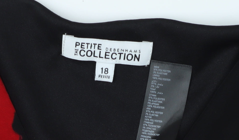 Debenhams Women Black Red Maxi Dress Size 18 Petite