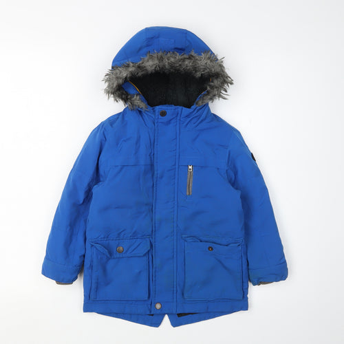 Next Boys Blue Parka Coat, Size 3-4 Years, Hooded & Lined