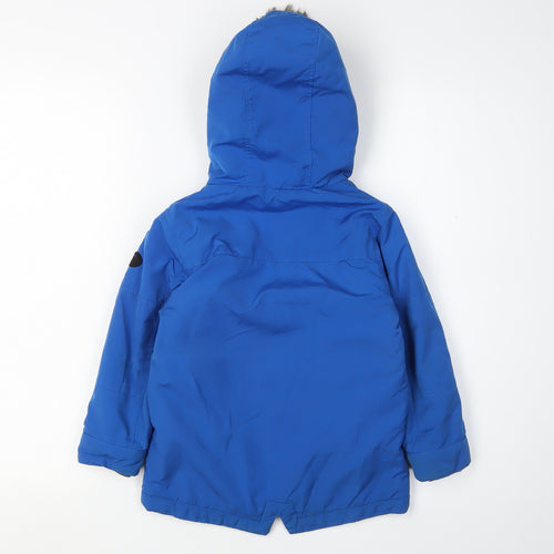 Next Boys Blue Parka Coat, Size 3-4 Years, Hooded & Lined
