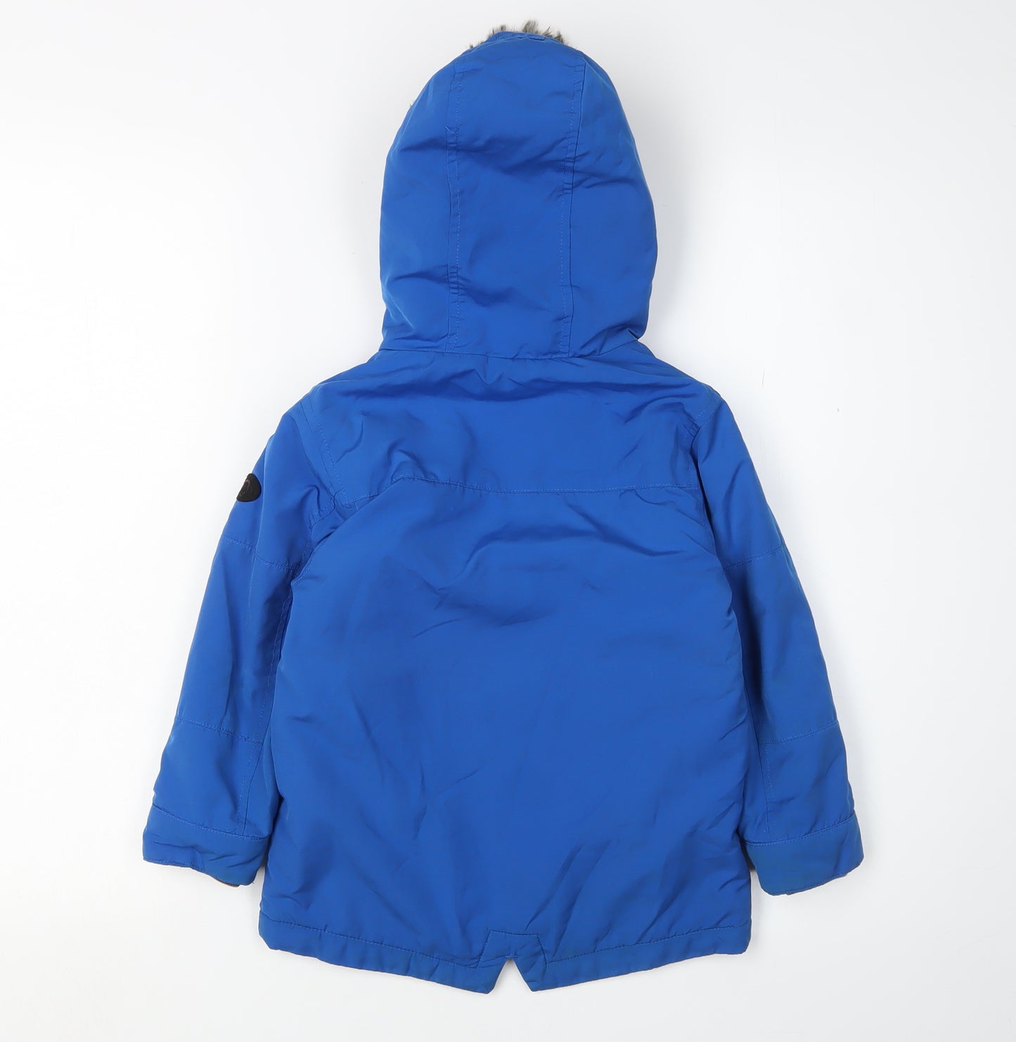 Next Boys Blue Parka Coat, Size 3-4 Years, Hooded & Lined