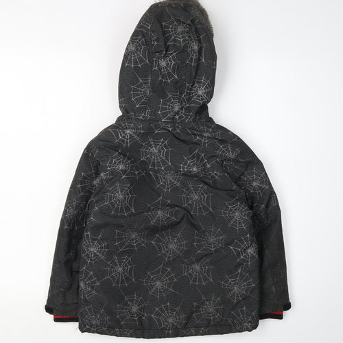 Marvel Spider-Man Boys Black Fur Trim Parka Coat 5-6 Years