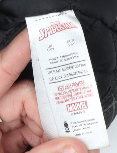 Marvel Spider-Man Boys Black Fur Trim Parka Coat 5-6 Years