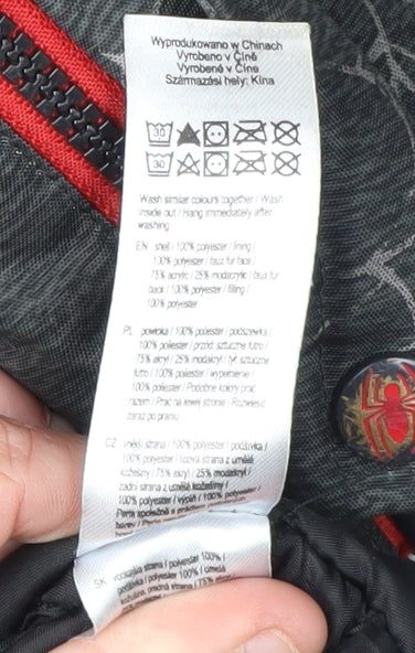 Marvel Spider-Man Boys Black Fur Trim Parka Coat 5-6 Years