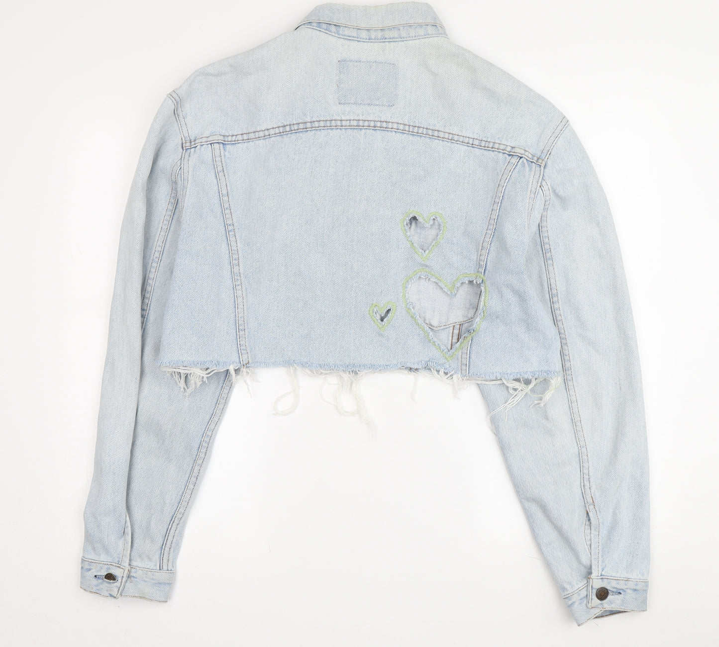 Levi's Women's Blue Cropped Denim Jacket Embroidered Size S
