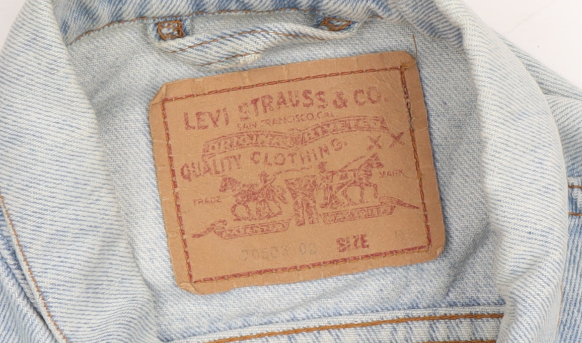 Levi's Women's Blue Cropped Denim Jacket Embroidered Size S